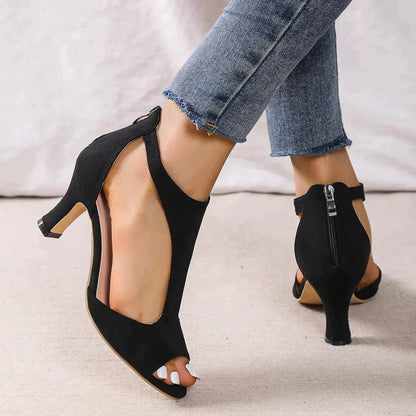 Blanca™ - Sandalias de tacón alto con puntera recortada