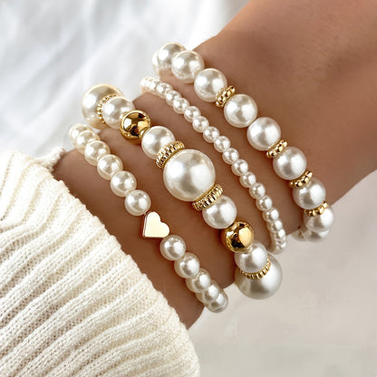 Ensemble de bracelets élégants en forme de cœur avec des perles