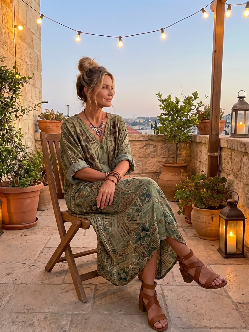 Aleta™ | Vestido Midi Oversize con Botones y Bordado