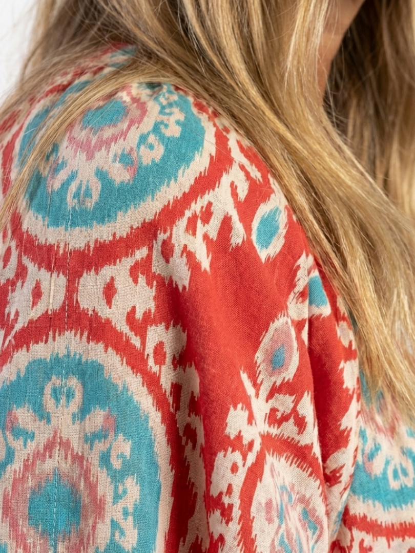 Zaria™ | Vestido Midi de Manga Corta con Estampado Cachemir