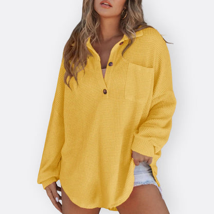 Inés - Blusa túnica ligera con escote en V y botones