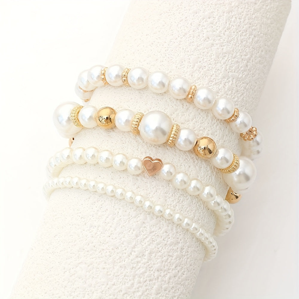 Ensemble de bracelets élégants en forme de cœur avec des perles