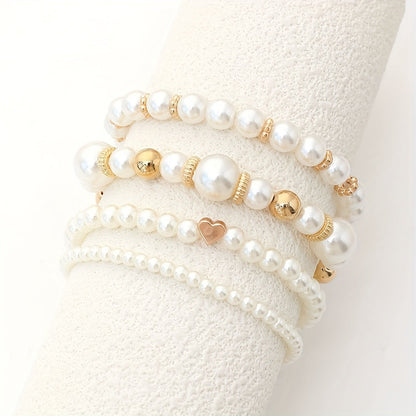 Ensemble de bracelets élégants en forme de cœur avec des perles