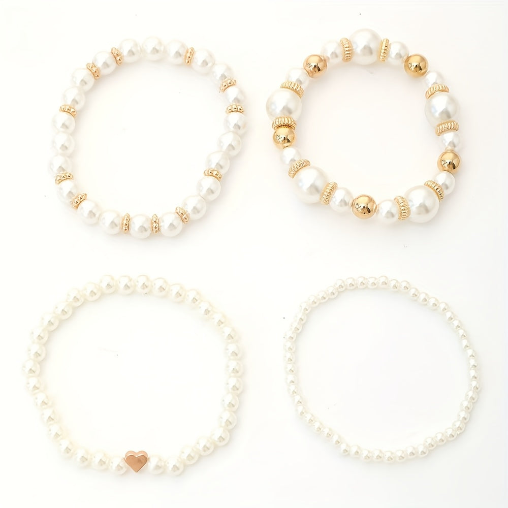 Ensemble de bracelets élégants en forme de cœur avec des perles