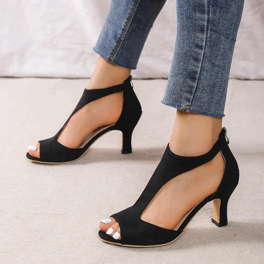 Blanca™ - Sandalias de tacón alto con puntera recortada