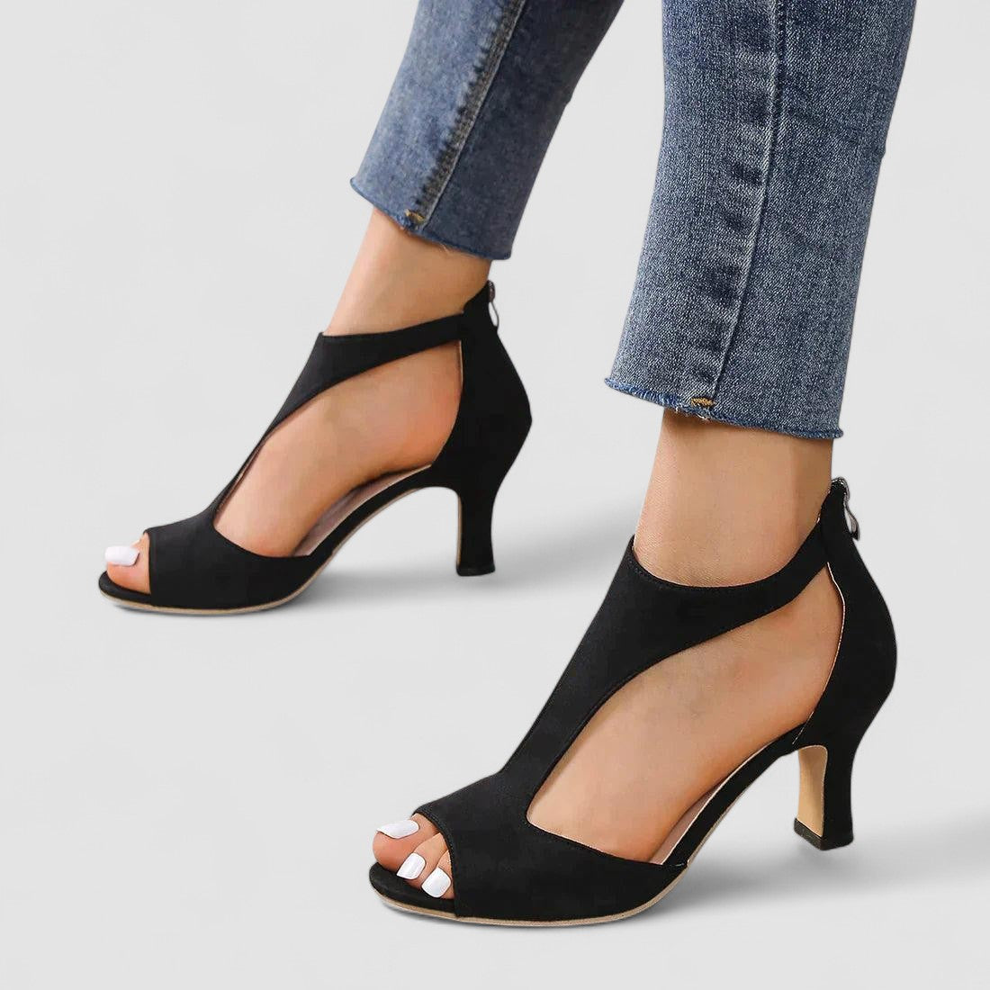 Blanca™ - Sandalias de tacón alto con puntera recortada