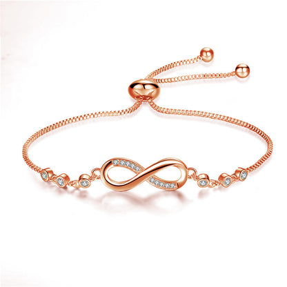 Bracelet ajustable chic en or rose en forme d'infini