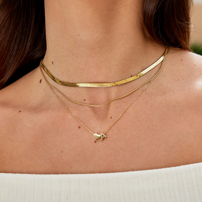 Collier Initial Intemporel avec Pendentif en Cœur