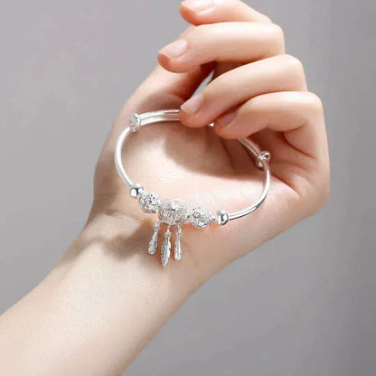 Bracelet Rigide Attrape-Rêves en Argent