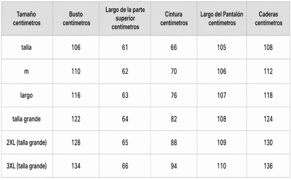 Tabla de tallas