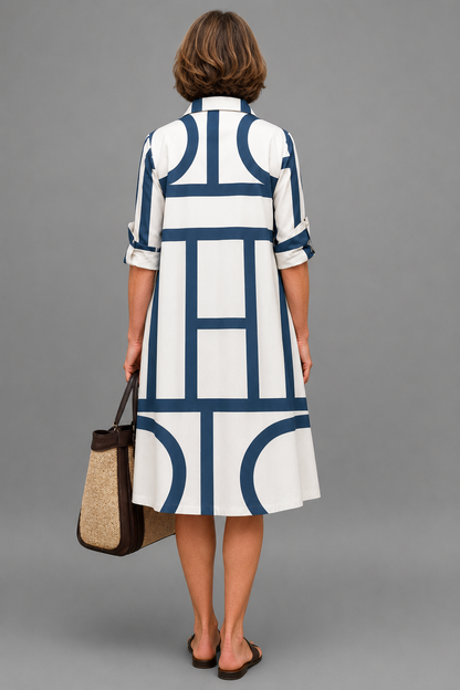 Vestido Siena™ | Vestido midi geométrico de estilo elegante