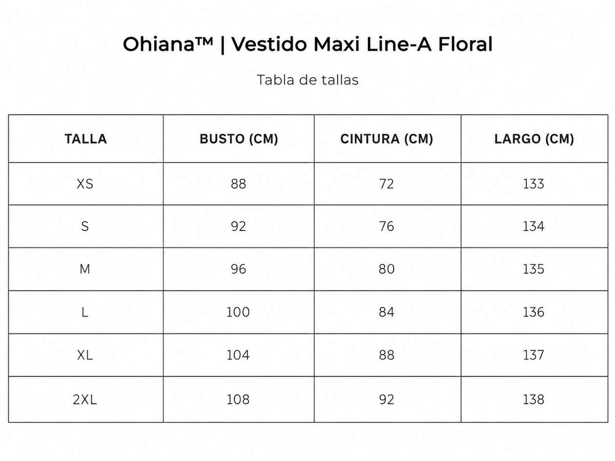 Tabla de tallas