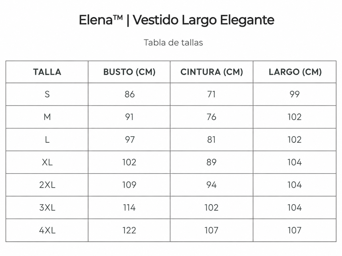 Tabla de tallas