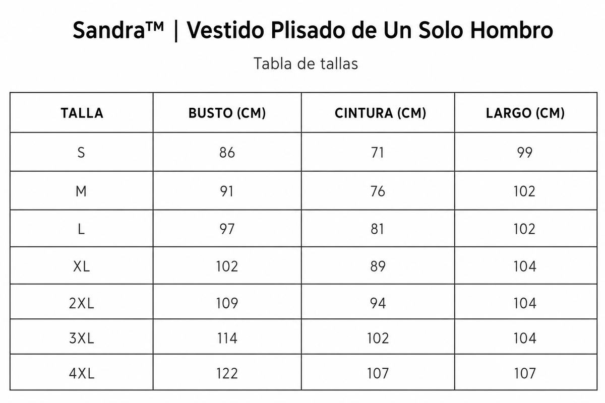 Tabla de tallas