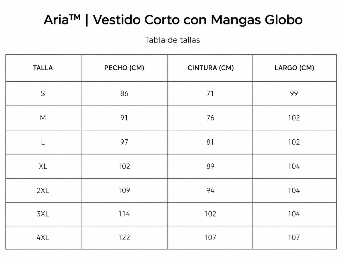 Tabla de tallas