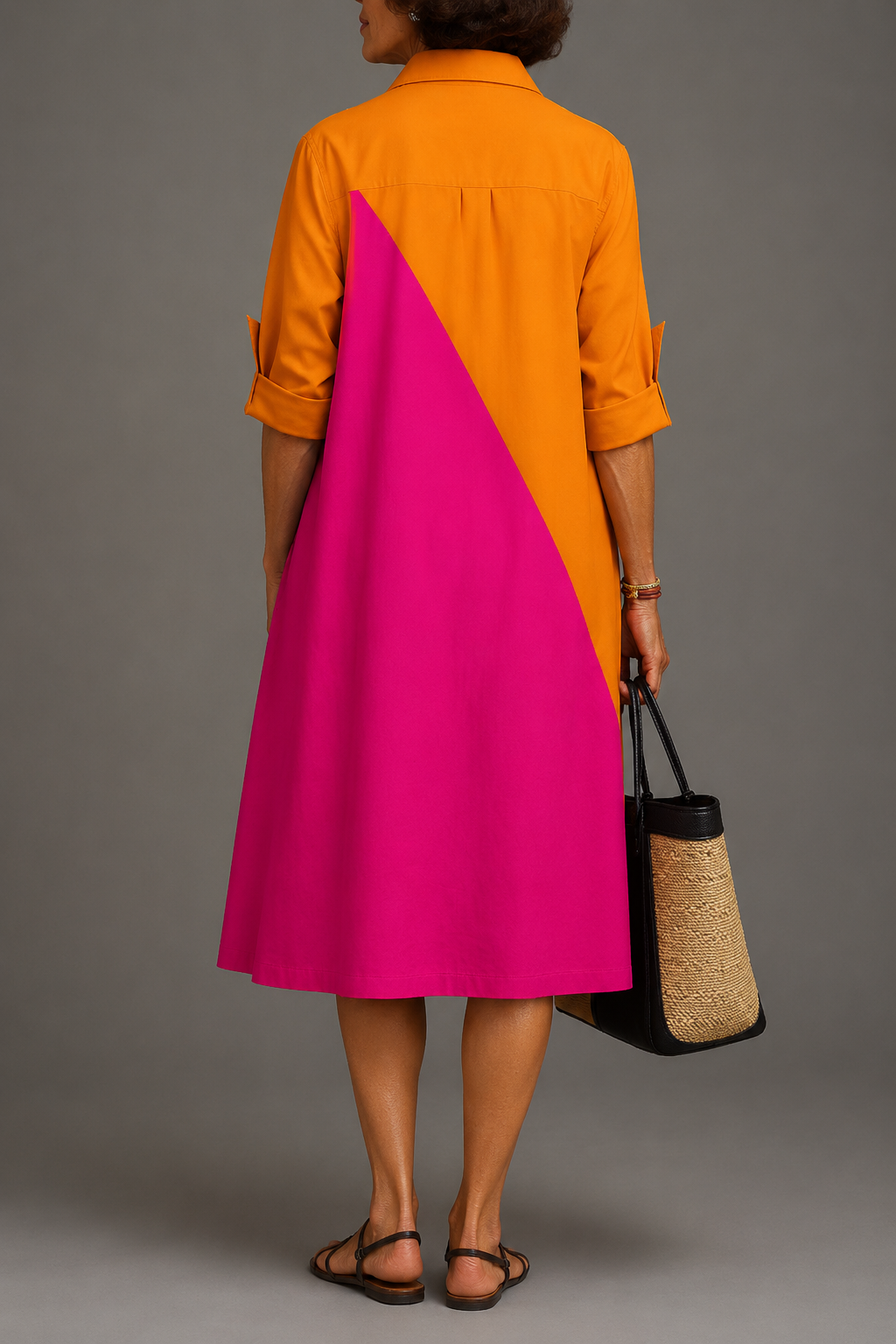 Vestido Carmen™ | Vestido midi bicolor de estilo elegante