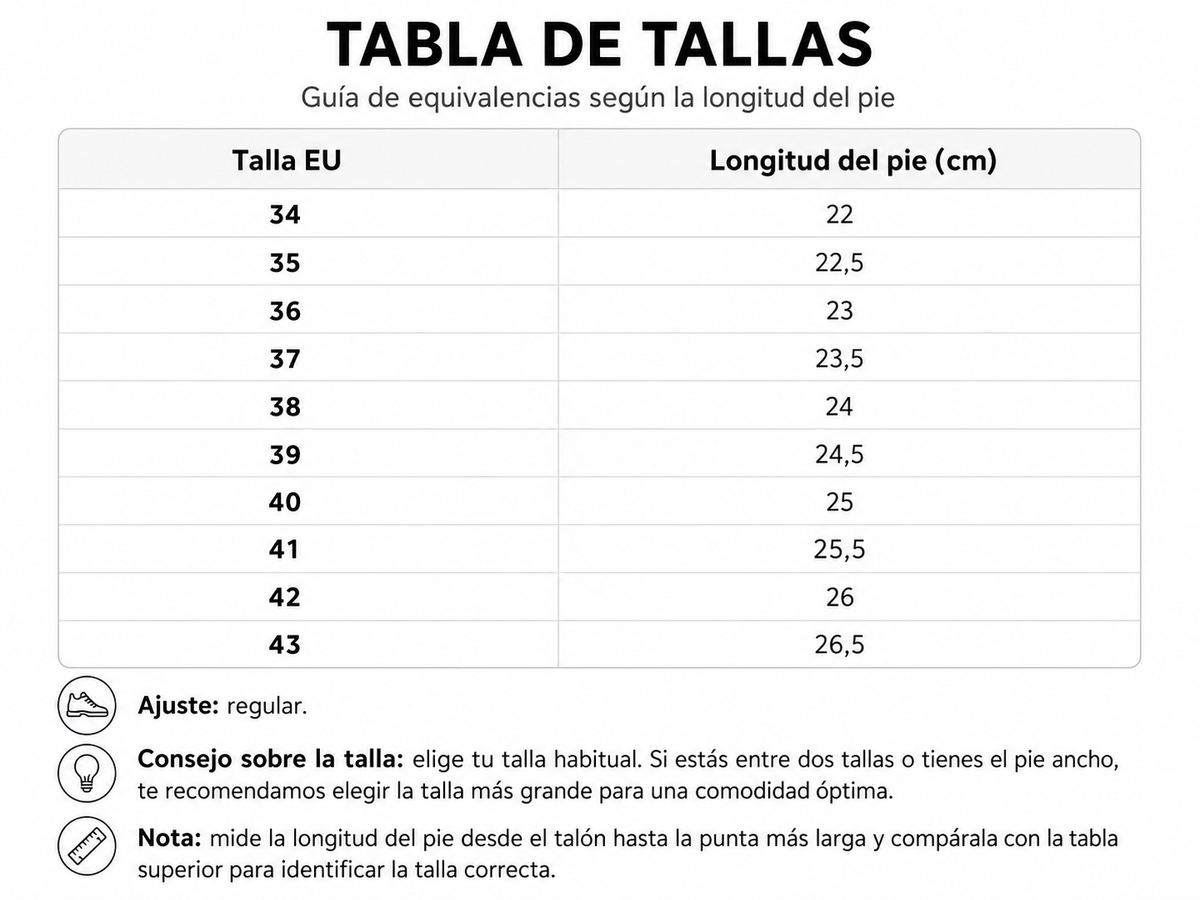 Tabla de tallas