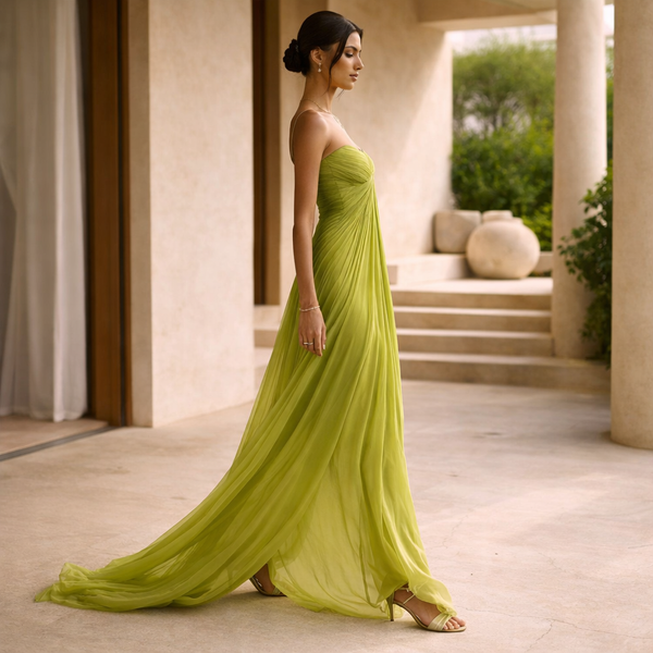 Vestido María™ | Elegancia Fluida en Verde Lima