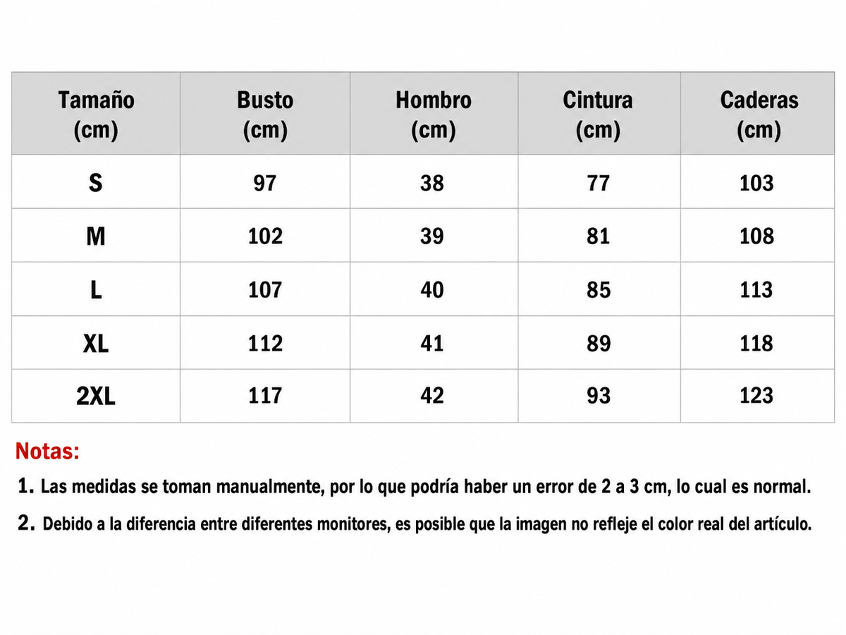 Tabla de tallas