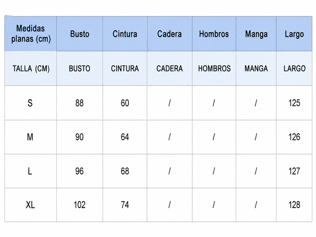 Tabla de tallas