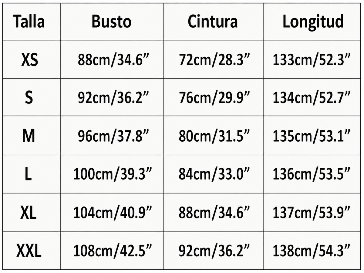 Tabla de tallas