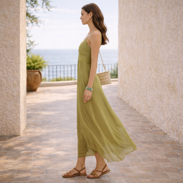 Vestido Milán™ | Movimiento etéreo en verde oliva