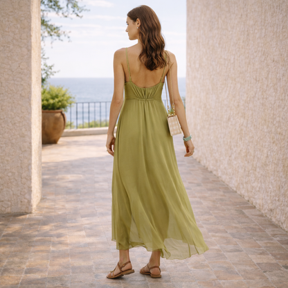 Vestido Milán™ | Movimiento etéreo en verde oliva