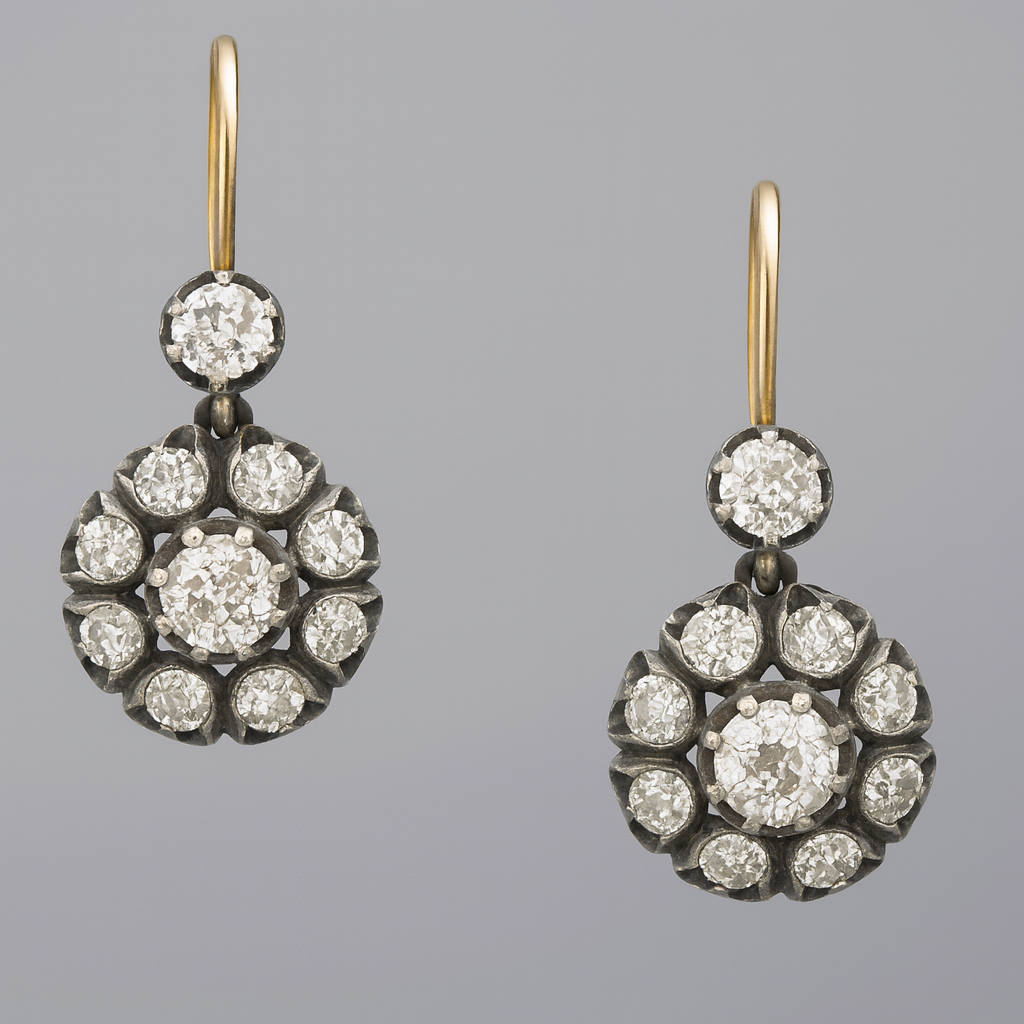 Boucles d'Oreilles Pendantes Vintage avec Pierres Précieuses