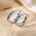 Boucles d’Oreilles Halo à l’Opale de Feu Bleue