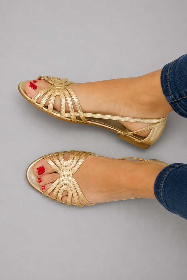 Elena™ | Sandalias Doradas Luz de Verano
