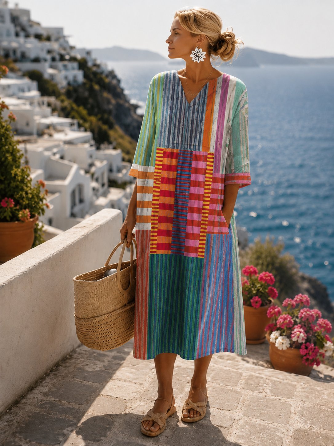 Vestido Olivia™ | Midi multicolor ligero y fluido