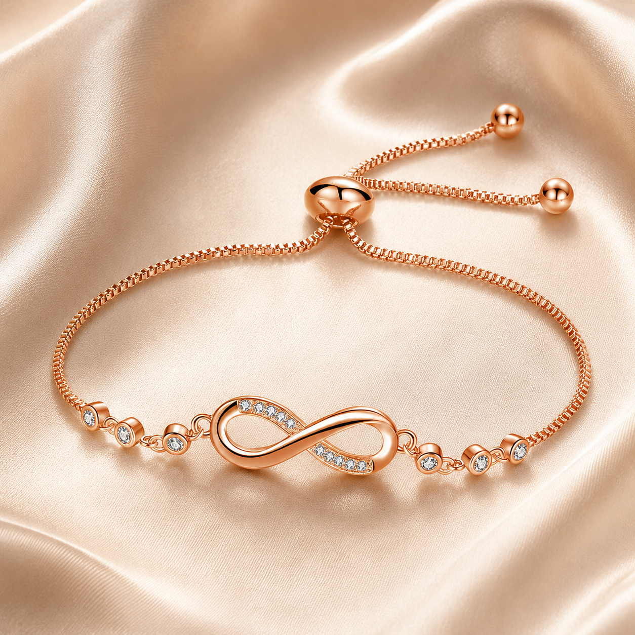 Pulsera Ajustable Chic en Oro Rosa en Forma de Infinito