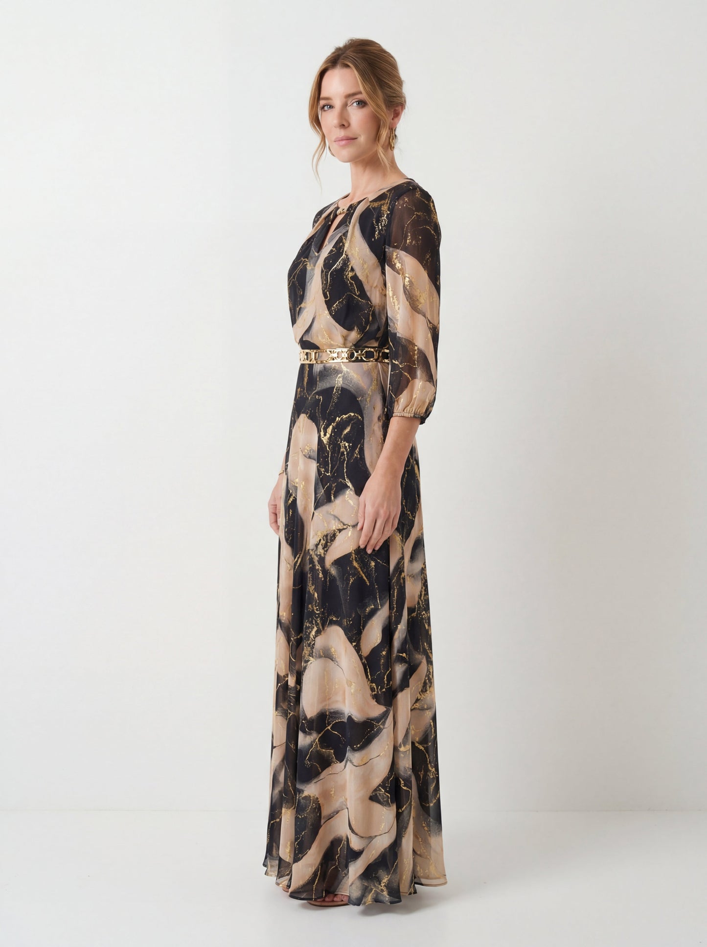 Vestido en Gasa Estampada - Elegancia y Sofisticación