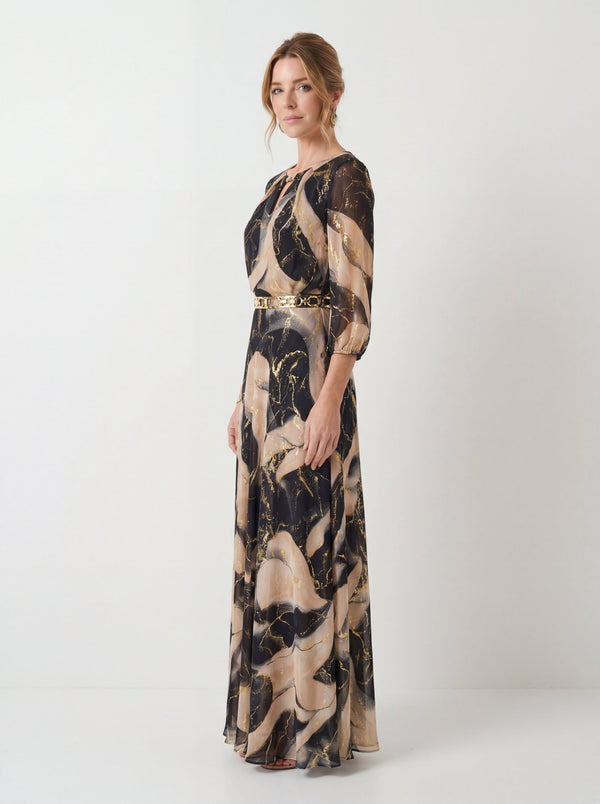 Vestido en Gasa Estampada - Elegancia y Sofisticación