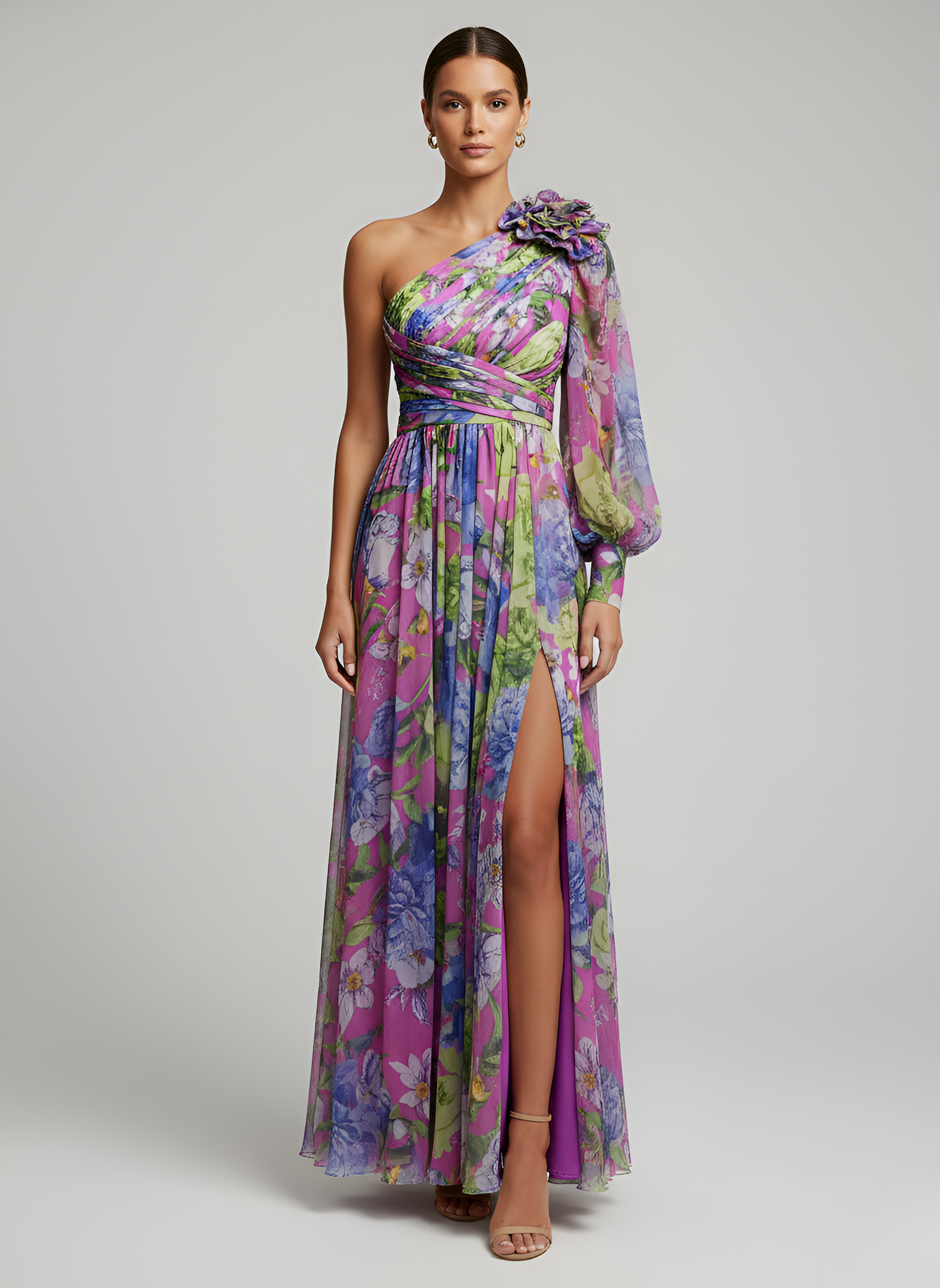 Vestido Daniela™  - Sofisticado, Floral y Asimétrico de Impacto