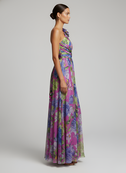 Vestido Daniela™  - Sofisticado, Floral y Asimétrico de Impacto
