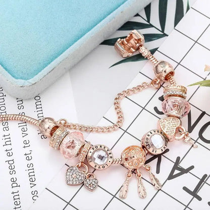 Bracelet Attrape-Rêves Rose avec Charms en Argent Sterling Inclus