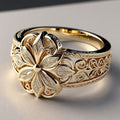 Bague dorée avec zircons floraux