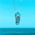Collier avec Pendentif Tongs en Argent avec Opale Bleue