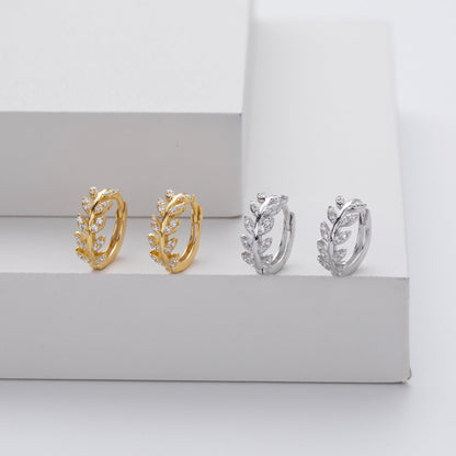 Boucles d'oreilles en argent en forme de feuille