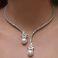 Collier élégant brillant avec perles en argent sterling