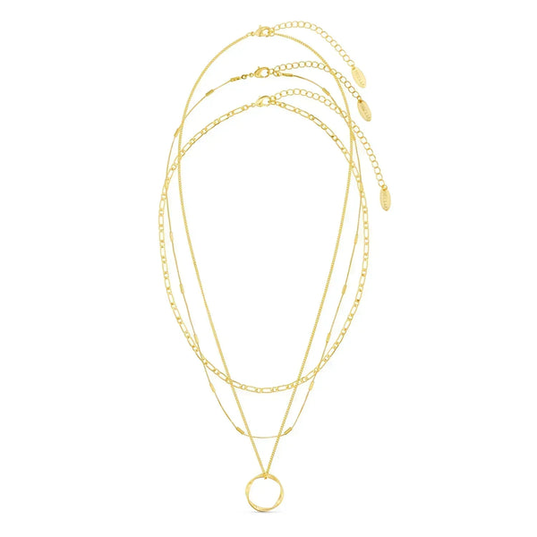 Collier à Cerceau Ouvert à Trois Rangées en Or