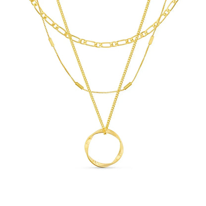 Collier à Cerceau Ouvert à Trois Rangées en Or