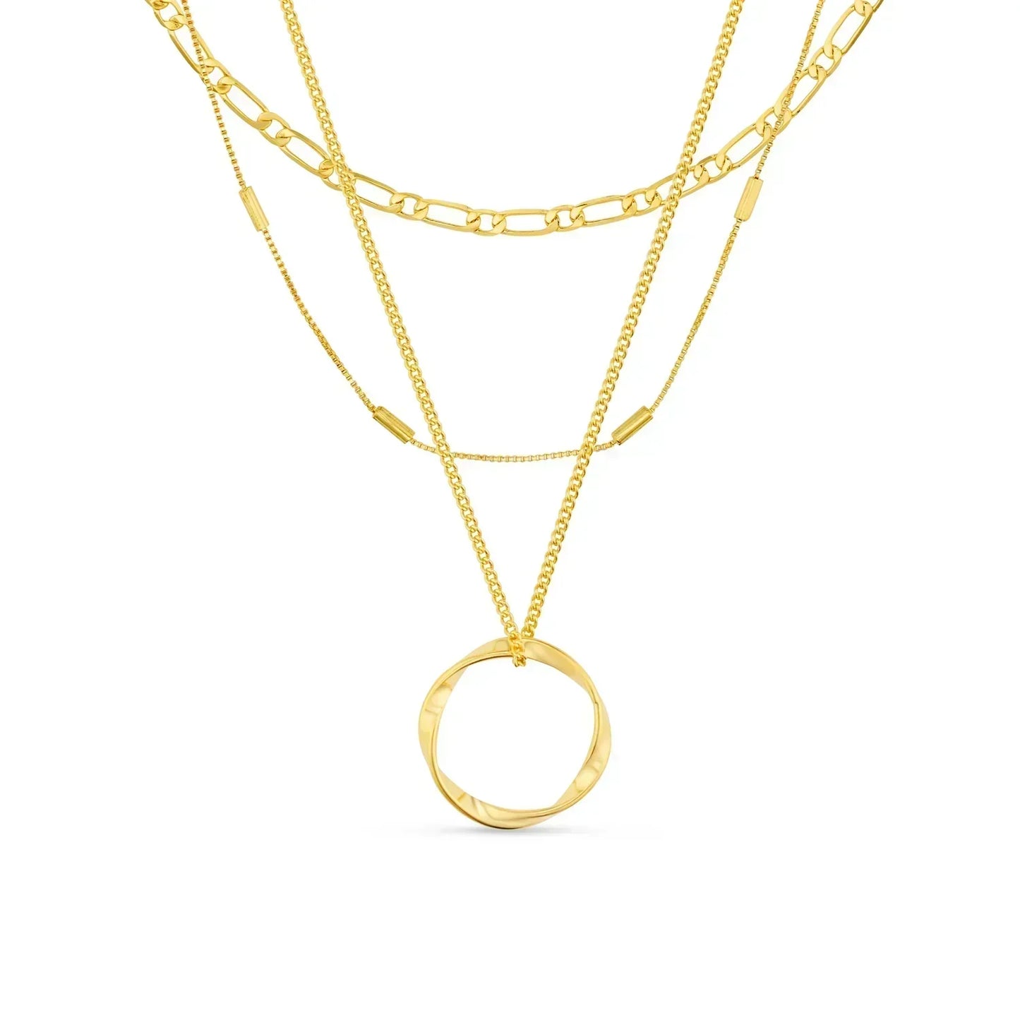Collier à Cerceau Ouvert à Trois Rangées en Or