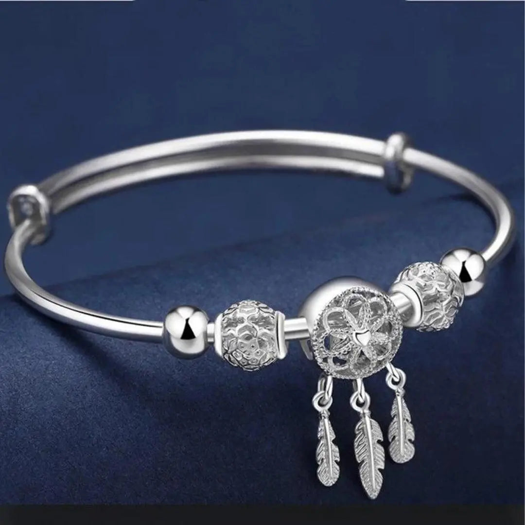 Bracelet Rigide Attrape-Rêves en Argent