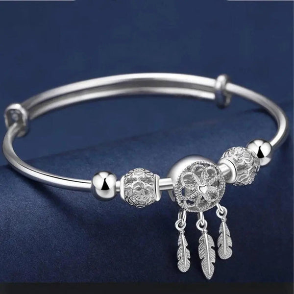 Bracelet Rigide Attrape-Rêves en Argent