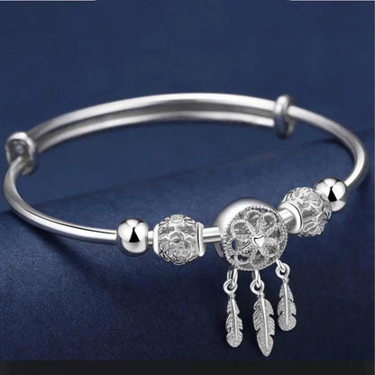 Bracelet Rigide Attrape-Rêves en Argent