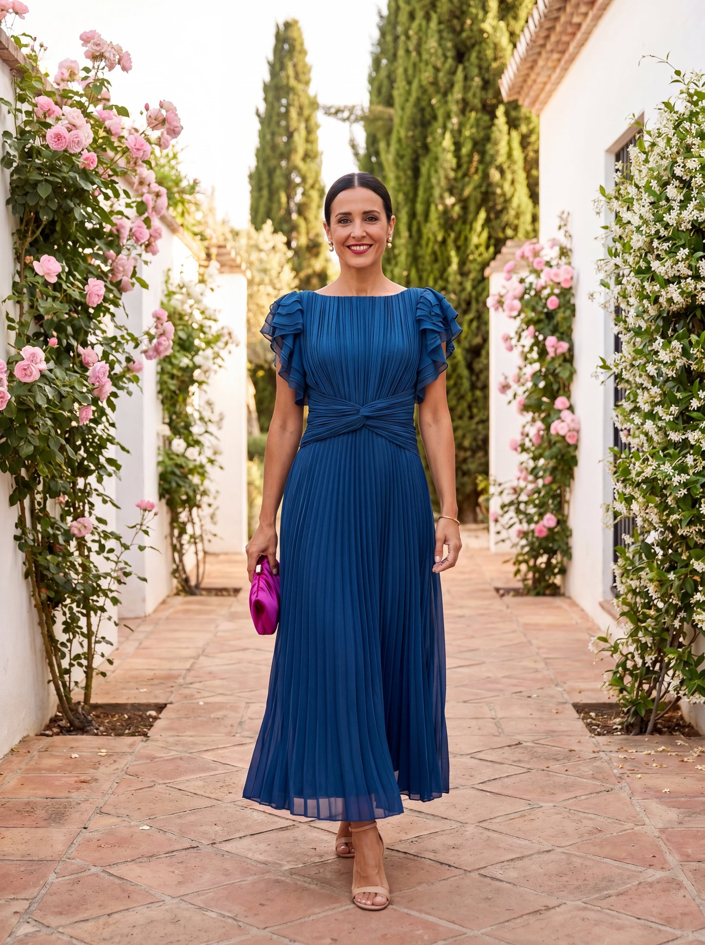 Sara™ | Maxi Vestido Plisado con Cintura Anudada
