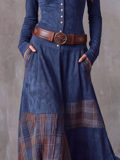 Lucía™ – Vestido Largo Efecto Ante