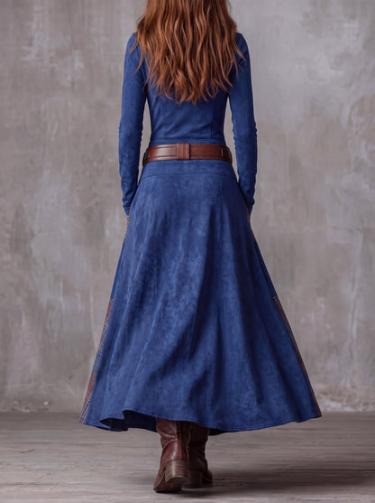 Lucía™ – Vestido Largo Efecto Ante